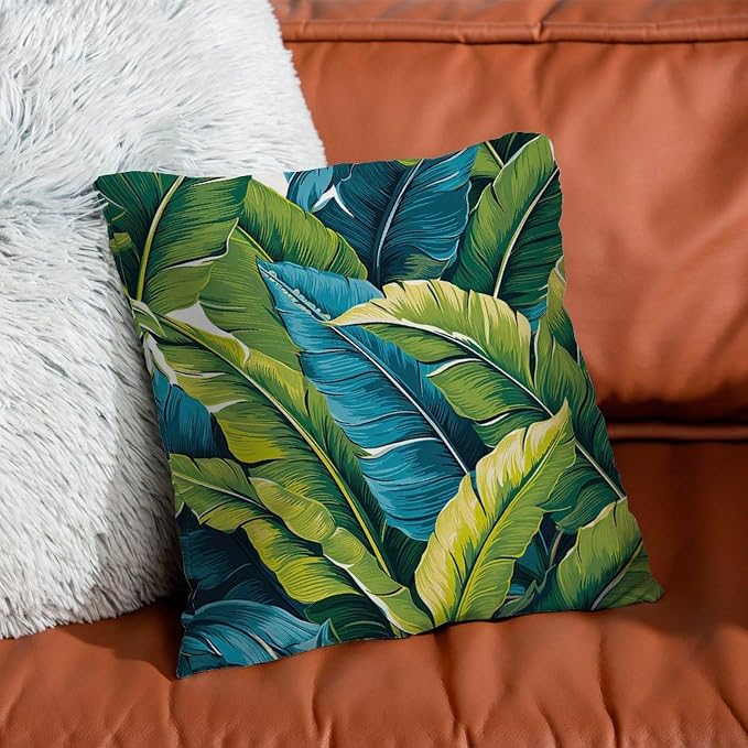 Turquoise Lime Green Pillowcase Teal Blue Aqua Tropical Throw Pillow Cover Rustic Decorative Cushion Covers Home Decor for Patio Couch Sofa Office 24x24 in