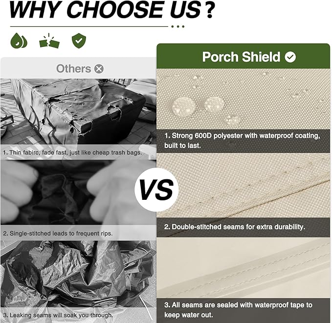 Porch Shield Patio Coffee Table Cover - Waterproof Outdoor Furniture Rectangular Small Table Covers 42 x 24 inch, Beige