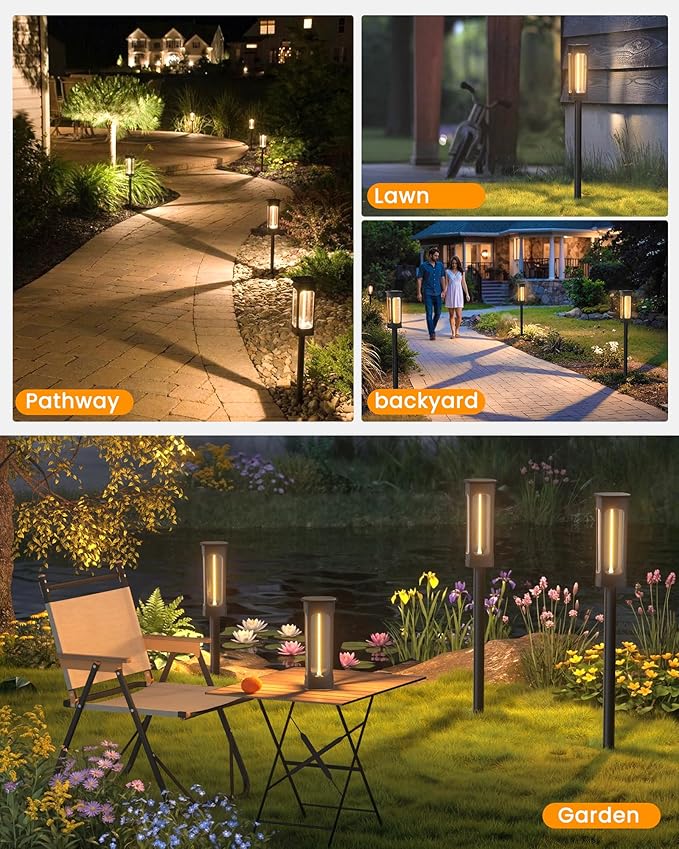 VOLISUN Solar Pathway Lights,12 Pack LED Solar Lights Outdoor Waterproof, Landscape Lighting,Warm Color Solar Path Lights,Landscape Lights,Solar Garden Lights for Yard Lawn Driveway Walkway
