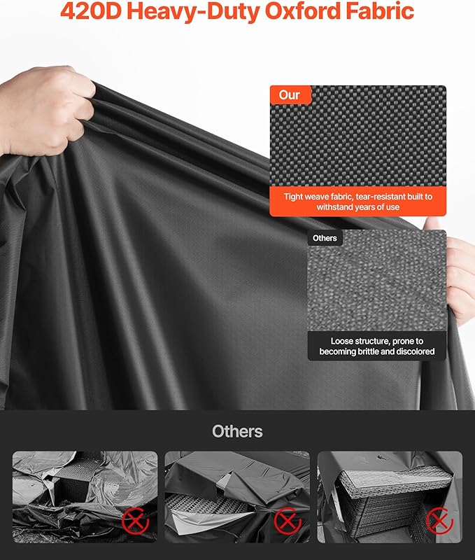 VEVOR Patio Furniture Cover, 420D Heavy Duty Waterproof Outdoor Dining Table and Chairs Cover, Large Squre Patio Table Covers with Air Vent for All Weather, 94L x 94W x 28H inch, Black