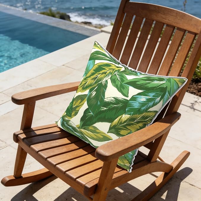 LVTXIII Outdoor Throw Pillow Covers 16x16 inch Waterproof Tropic Accent Pillow Cases Fluffy Outdoor Cushion Covers for Garden and Patio Furniture Decoration,2 Pack, Lush Leaf Jungle