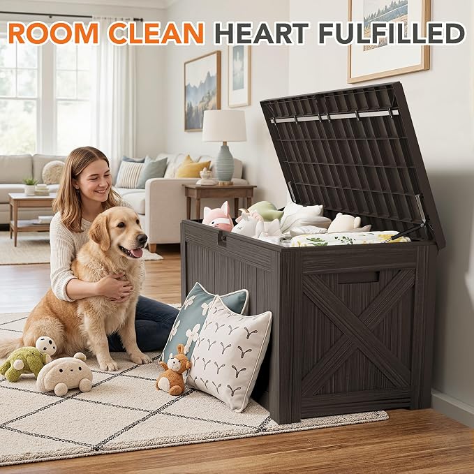 130 Gallon Deck Box Outdoor Indoor Waterproof Storage Box for Patio Furniture, Pool Accessories, Garden Tools, and Cushion Storage, Brown