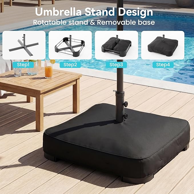COSIEST 15FT Patio Umbrella with Base Included, Outdoor Double-Sided Table Umbrella,Large Rectangular Market Umbrella w Crank Handle for Garden, Pool, Deck Shade, Dark Gray
