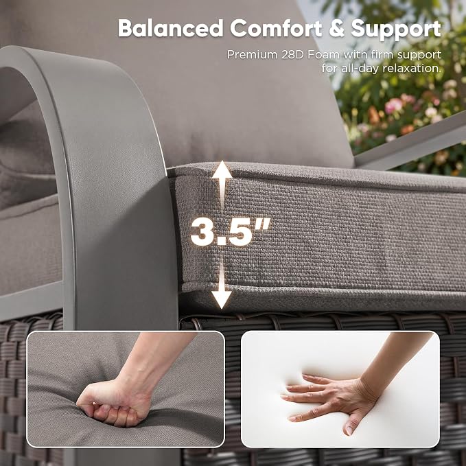Belord Luxury Patio Furniture (Grey, 2 PCS - Swivel Glider)