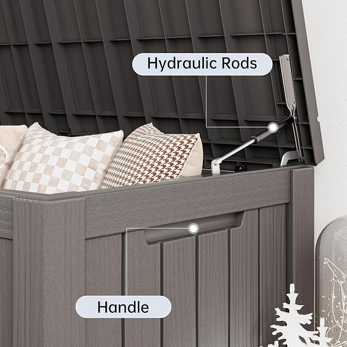 Outdoor Storage Box, 150 Gallon Resin Deck Boxes Outdoor Waterproof For Patio Furniture, Garden Tools, Pool Supplies, Lockable And UV Resistant (Striped Gray)