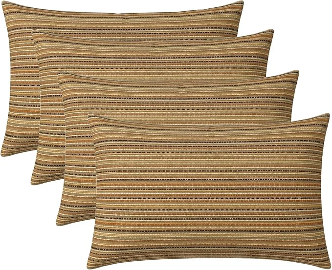 RSH DECOR: Designer Select Outdura Jumbo Lumbar Throw Pillows Set of 4 | 26" x 16" | Indoor Outdoor for Patio Furniture | Water & Fade-Resistant | Made in USA (Moran Sonoma)