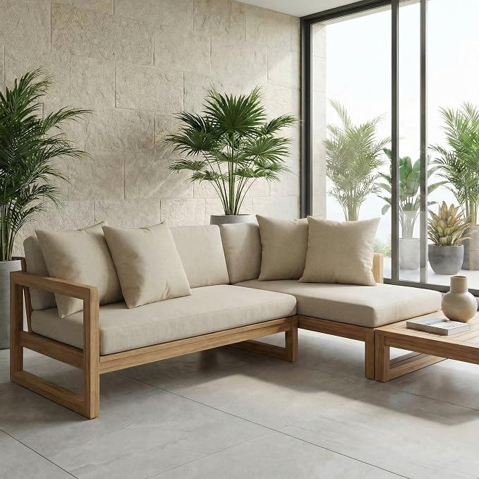 RSH DECOR: Sunbrella Square Throw Pillows Set of 4 | 20" x 20" | Water and Fade-Resistant Fabric | Outdoor Pillow Covers with Down-Alternative Inserts | Made in USA (Spectrum Dove)