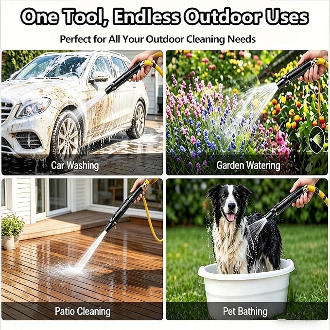 Home High Pressure Car Wash Water Gun with Booster Nozzle, Powerful High-Pressure Water Gun for Car Cleaning, for Watering Plants and Vegetables, and Garden Hose