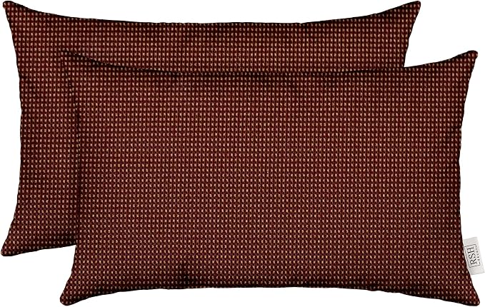 RSH DECOR: Designer Select Lumbar Throw Pillows Set of 2 | 20" x 12" | Water and Fade-Resistant Performance Fabric | Indoor Outdoor Accent Pillows | Made in USA (Kieran Spice Burgundy)