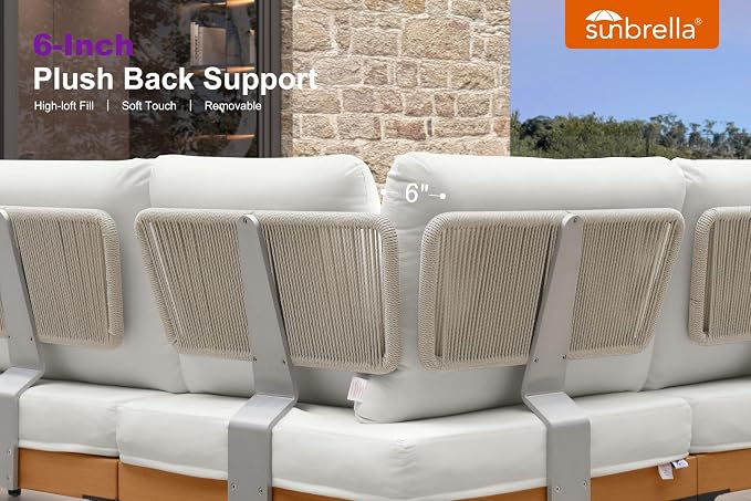 PURPLE LEAF Patio Furniture Set Outdoor Conversation Sets with Fade-Resistant Cushions and Coffee Table 12 Pieces Aluminum Modern Wicker Sofa Chairs for Balcony Yard Garden, White