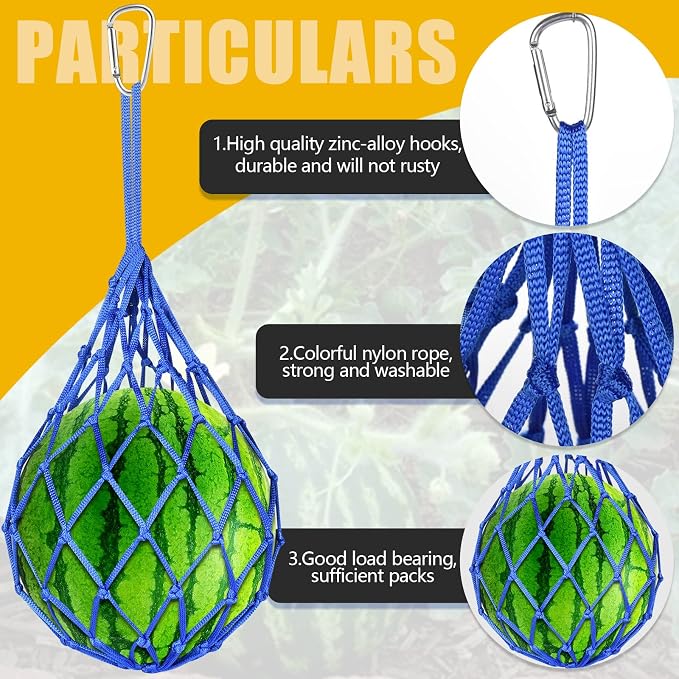 12 Pack Melon Hammocks Cradles, Melon Hammock Mesh Bags for Trellis, Heavy Duty Watermelon Nets with Hooks, Breathable, Durable & Easy - Install Fruit Support Net