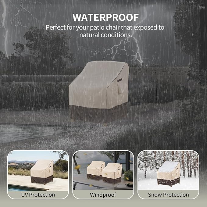 KylinLucky Patio Furniture Covers Waterproof 33W x 34D x31H inches 2 Pack,Lawn Outdoor Chair Cover Khaki