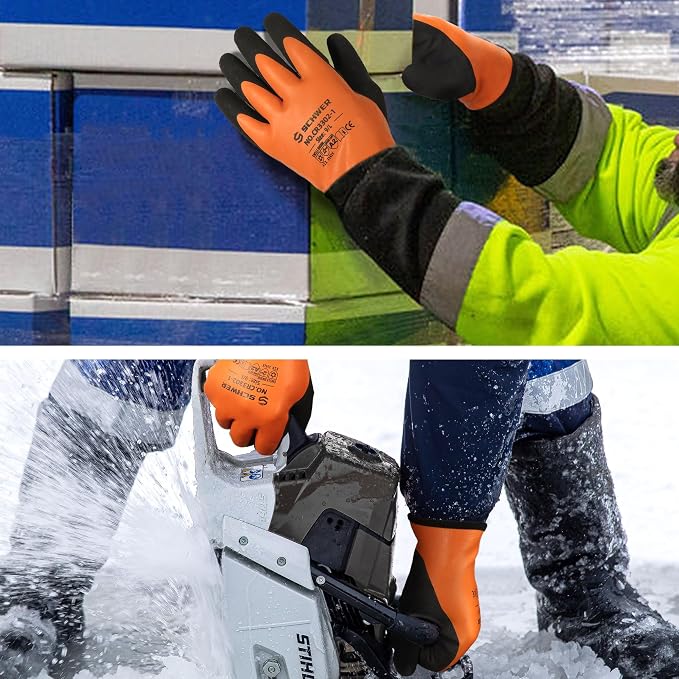 Schwer 100% Waterproof Winter Work Gloves Latex Coated, CR3302-1, XXL | ANSI A2 Cut Resistant, Enhanced Warmth & Durability, for Shoveling Snow, Ice Fishing, Outdoor Cold Weather Keep Hands Warm
