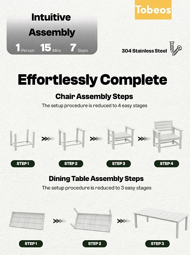 5-Piece Outdoor Dining Set with Aluminum Frame for 4,White | HDPE material, 2" umbrella hole, patio table and chairs, ideal for yard, lawn, garden, balcony, deck, poolside