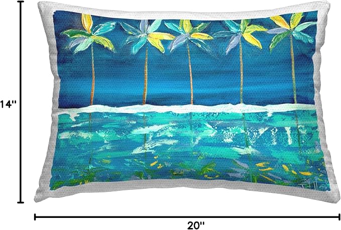 Stupell Industries | Green & Blue Palms, 14 x 20 | Outdoor Pillow, Made in USA - By Estelle Grengs
