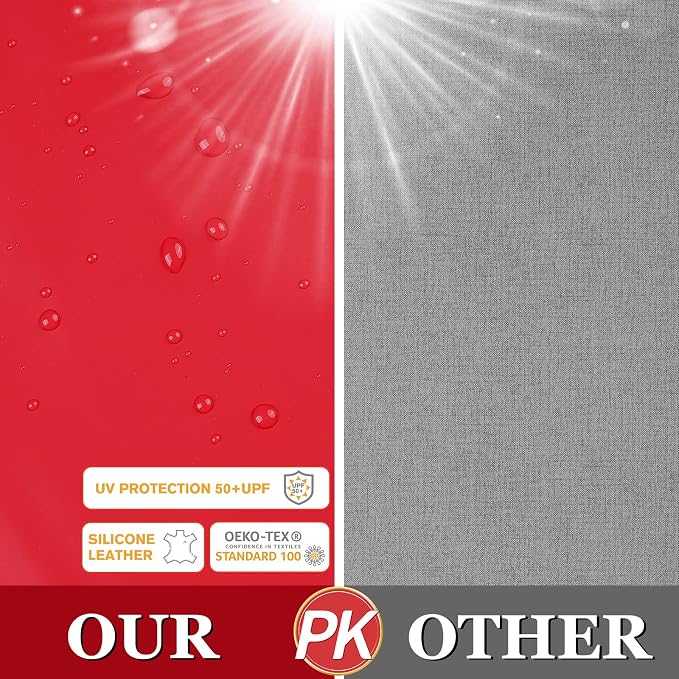 Outdoor Red Waterproof Pillow Cover Silicone Leather Outdoor Modern Anti-Fading Cushion Cases for Patio Furniture Bench Couch 18x18 Inch, Pack of 2