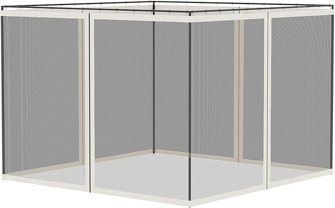 Outsunny 10' x 13' Universal Replacement Mesh Sidewall Netting for Patio Gazebos and Canopy Tents with Zippers, Sidewall Only, White
