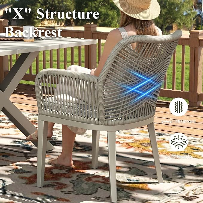 LayinSun Outdoor Dining Set for 12, 13 Pieces Patio Furniture Sets with Aluminum Dining Table and Rope Weave Chairs