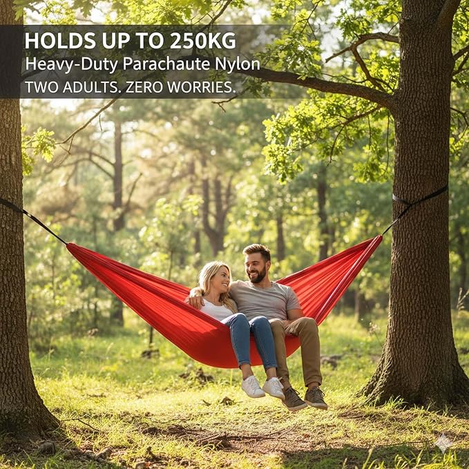 Foldable Portable Hammock for Travel and Outdoor Activities, Breathable Fabric Hanging Hammock with Adjustable Rope, Perfect for Camping, Garden, Patio, Beach Or Hiking Trips