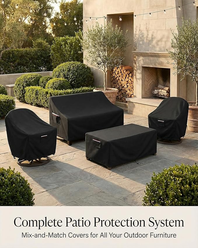 Waterproof Rectangular Patio Coffee Table Cover, 600D Heavy Duty Outdoor Furniture Protection Weather UV Resistant for Patio Furniture Protective Garden Table Cover 42 x 26 x 16 inches,Black