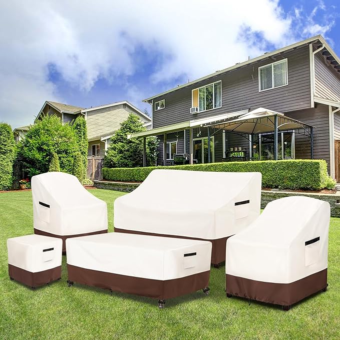 sileyo Patio Sofa Covers,100% Waterproof 3-Seater Outdoor Loveseat/Bench Cover,Patio Furniture Covers,76" Wx 32" Dx 32" H,Beige&Brown