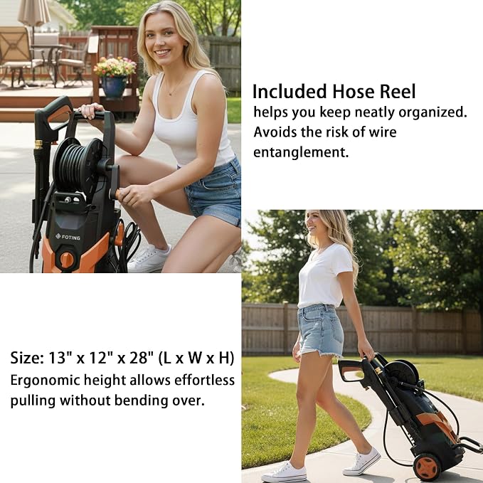 2026 Upgrade Pressure Power Washer 4700PSI with 4 Quick Connect Nozzles,Inlet Hose & Filter, Foam Cannon for Cars/Fences/Driveways/Patios/Home,Red