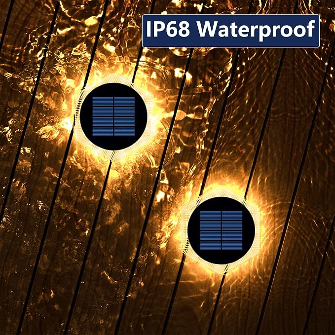 YiLaie Solar Dock Deck Step Lights for Outside Stick on Solar Powered Outdoor Waterproof Driveway Solar Stair Lights for Flat Post Boat Garden Patio Concrete Pathway Walkway Auto ON/Off (6 Pack)