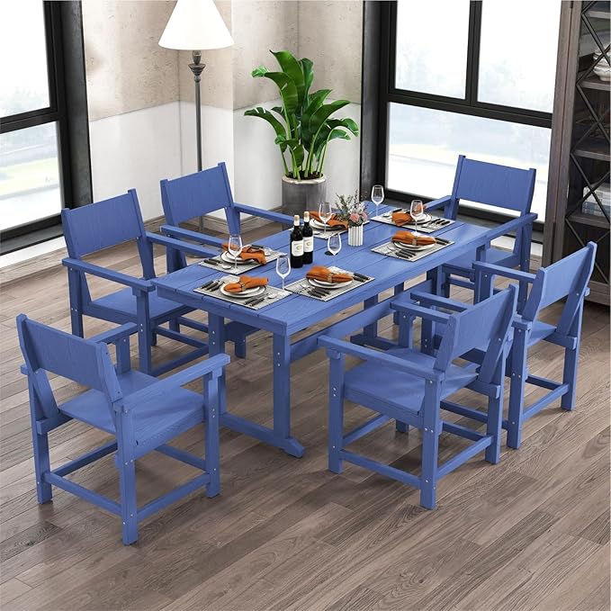 HDPE Outdoor Patio Dining Chairs,Dining Chairs Set of 2 with Arms, Waterproof, Rot Resistant, for Outside, Lawns, Porch, Patio, Deck, Garden Navy