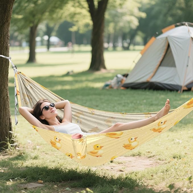 Camping Hammock Outdoor Hammocks for Outside Ducks Beach Trees Portable Lightweight with Pockets Tree Straps Indoor Small