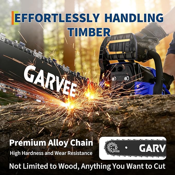 Garvee 58CC Gas Chainsaw, 20 Inch Gas Powered Chain Saw with 2-Stroke Engine, 3-Second Quick Start, Quick Start and Anti-Vibration System for Heavy-Duty Logging, Firewood and Woodworking