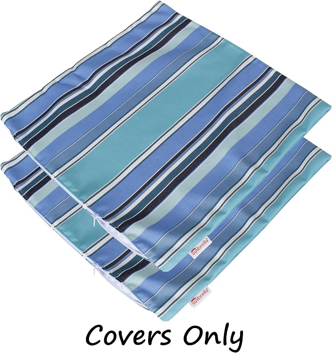 Outdoor/Indoor Sunbrella Throw Pillow Cover Only Square Set of 2 Pieces 20 inch x 20 inch Dolce Oasis Stripe - Insert Not Included