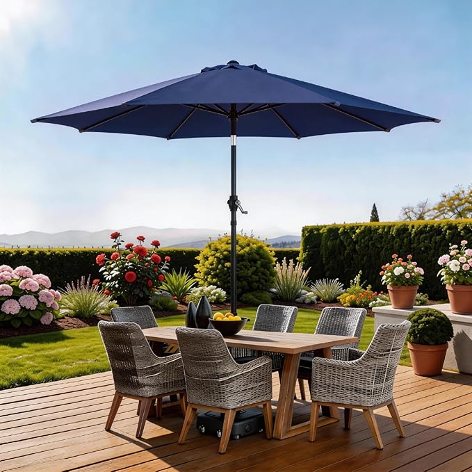 Bonnlo Patio Umbrella with Easy Push Button Tilt Outdoor Patio Umbrella Backyard Market Table Umbrella