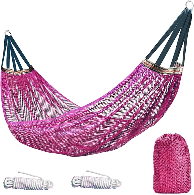 Outdoor Hammock Without Stand|Camping Hammock Lightweight Portable, Anti-roll Breathable Mesh Outdoor with Tree Straps & Carry Bag, (102.36x51.18in)