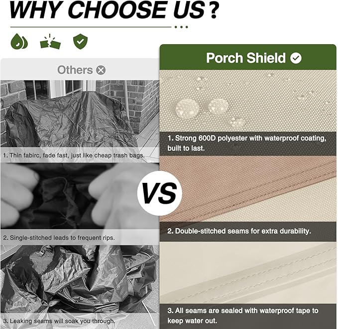 Porch Shield Round Patio Furniture Cover - Waterproof 600D Heavy Duty Outdoor Table and Chairs Cover 84 inch, Light Tan & Khaki
