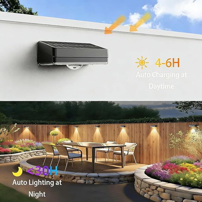 Solar Fence Lights,10 RGB Color Changing Modes,Solar Lights Powered Waterproof IP65,30 Hours Runtime,Easy Installation for Fence,Garden,Yard,Patio,Pool,Porch,Holiday Decor(4P)