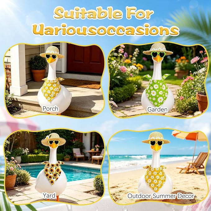 Porch Goose Summer Outfit,Hsummer Porch Goose Outfit,Porch Goose Bikini,Summer Garden Lawn Patio Yard Outdoor Decor (Flower Green)
