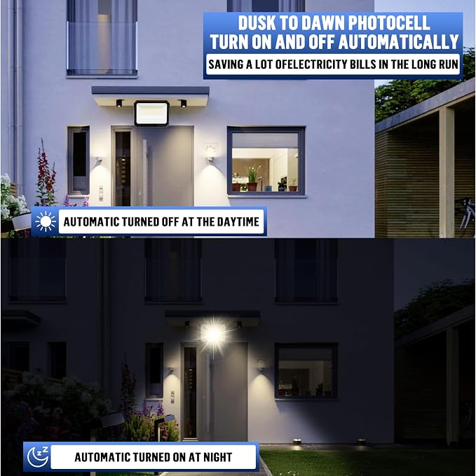 LED Flood Lights Outdoor 15/20/35W and 3000/4000/5000K Adjustable 3900Lm,Dusk-to-Dawn Sensor o Dawn Flood Light for Yard, Garage, Garden,UL Listed, Includes Knuckle Mount UL Listed
