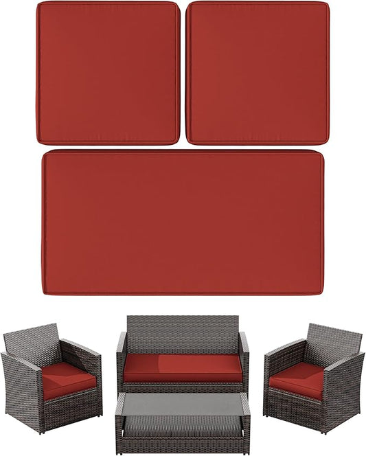 3 Pack Outdoor Patio Seat Cushions Replacement Covers Fit for 4 Pieces 4-Seater Wicker Rattan Patio Conversation Set Loveseat Chair Couch Furniture,36x18x2,18x18x2-Cover Only