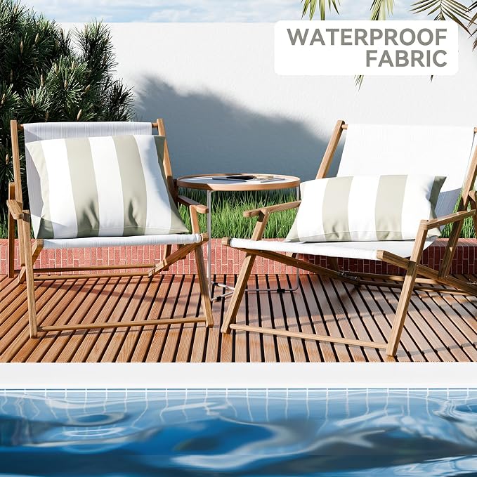 Western Home Pack of 2 Outdoor Waterproof Striped Throw Pillow Covers Beige Grey Decorative Pillowcases Garden Modern Cushion Cases for Patio Tent Balcony Couch Sofa 20x20 Inch | 20x20, Beige Grey,Garden Cushion Covers, Farmhouse Pillowcases for Couch ...