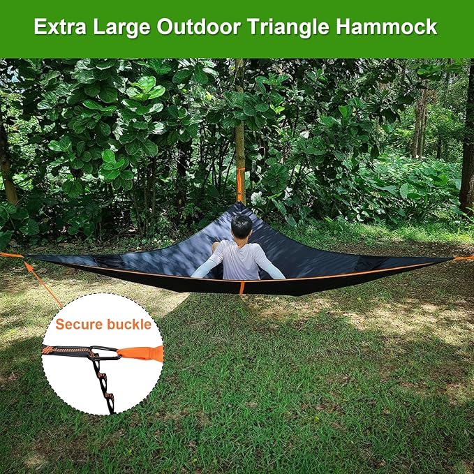 Triangle Hammock, 13Ft Extra Large Multi Person Camping Hammock, Outdoor Aerial Hammock 3 Point, Max 500lbs