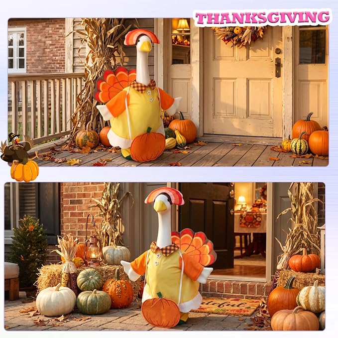6 Set Holiday porch goose outfits,All Late Year Festive Goose Clothes for World Cup$4th of July,Back to School,Halloween,Thanksgiving ,Christmas,Rainproof,Lawn & Indoor Outdoor,Fits 23 inch(No Goose)