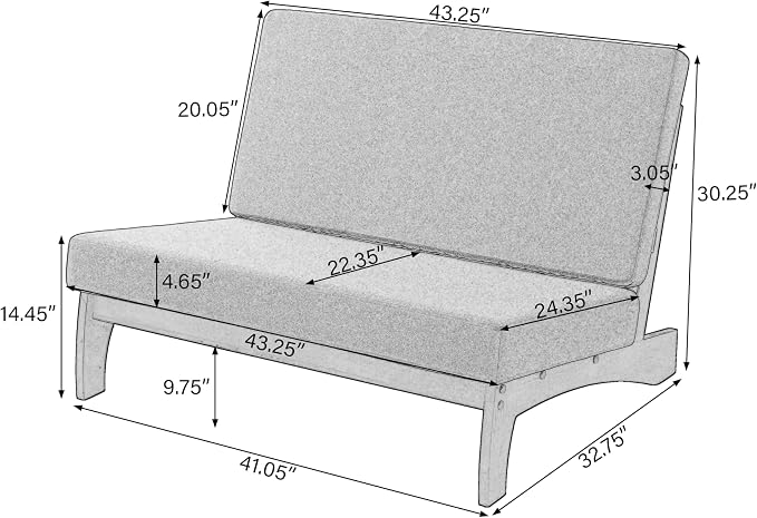 Pia Ricoo 1-Piece Patio Furniture Set, Outdoor Loveseat with 4.5-Inch Thick Cushions, All-Weather Outdoor Sofa for Backyard, Deck, Lawn - Gray/Dark