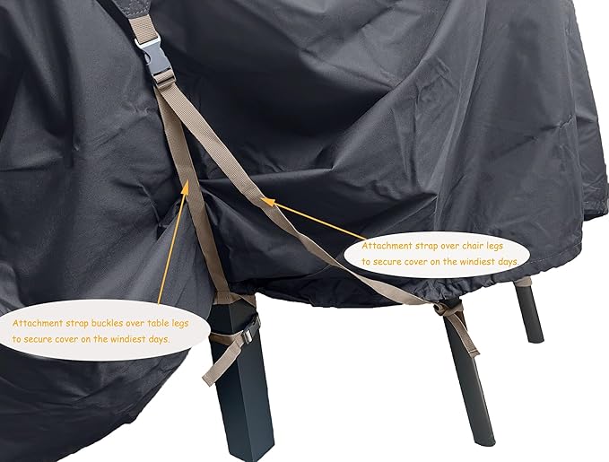 Heavy Duty Waterproof Patio Furniture Covers UV Resistant Rectangular Outdoor Table and Chair Covers 90" Wx 62" D x 28" H Dark Grey