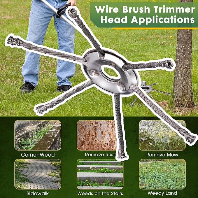 Gas Trimmer Head, Universal Steel Wire Trimmer Head 7" 8" 9" Heavy-Duty Gas Weed Eater Blade, 1" Arbor Replacement for Stihl,Husqvarna,Echo,Ryobi,Toro,Installation Kit Included (7")