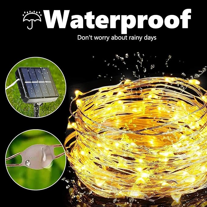 Joomer Solar Fairy Lights, 2-Pack Total 80FT 240LED Lights, Warm White | Copper Wire, Solar String Light Waterproof 8 Lighting Modes for Patio Fence Party Garden Yard Home Outdoor Decoration