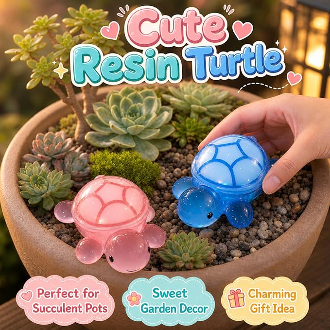 5 Pcs Large Glow in The Dark 3D Resin Turtles Miniature | Garden Figurines, DIY Dollhouse Fish Tank Fridge Wall Art Accessories, Safe Durable Non Fading, 3.2 Inch, 5 Colors