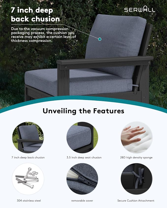 SERWALL HDPE Outdoor Couch with Coffee Table