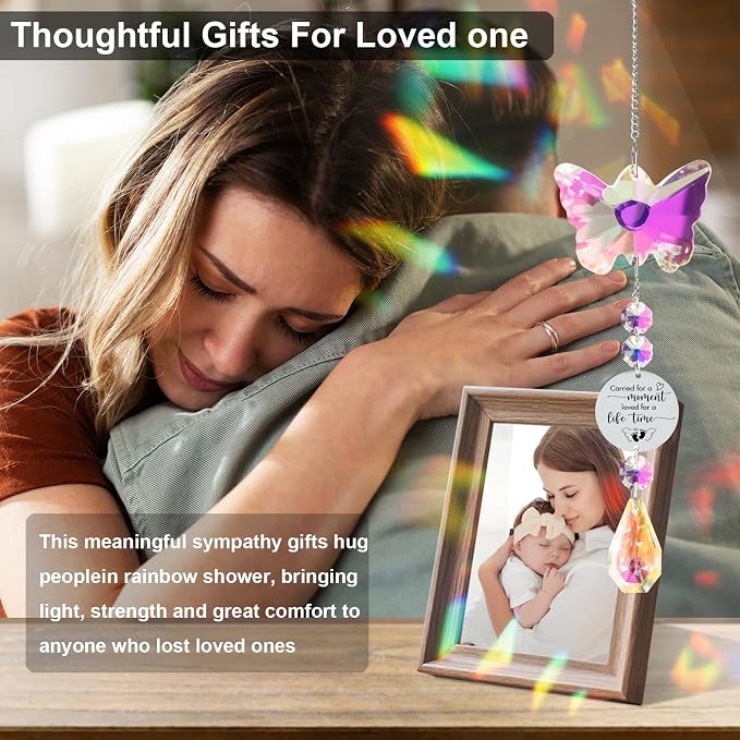Butterfly Suncatcher Memorial Sympathy Gifts for stillbirth Infant,Baby Pregnancy Loss, Miscarriage Keepsake Gifts for Mothers Dad Mom Parent