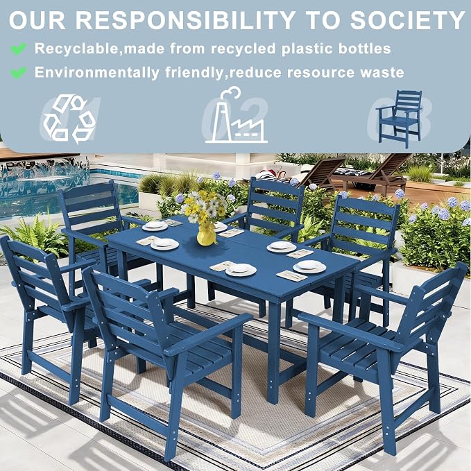 FUNBERRY Outdoor Dining Chairs Set of 2, HDPE Patio Chairs for Outside | Wood-Grain, HDPE All Weather, No Rot or Rust or Crack, UV Fade Shield, 330LBS Weight Capacity, Easy-Clean for Outside