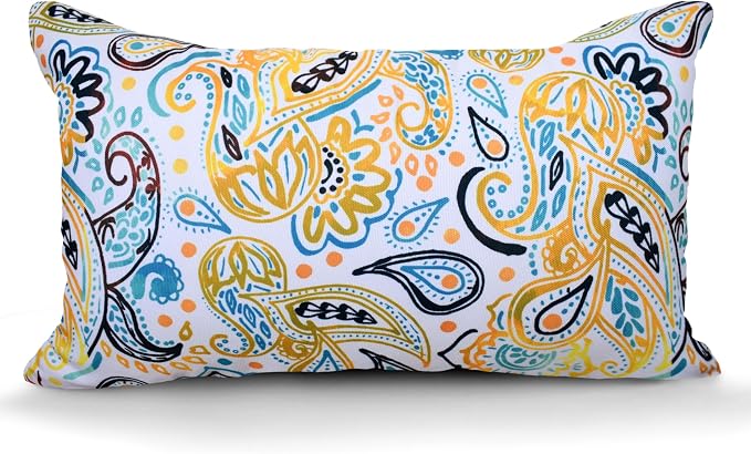 COZY TRENDS Decorative Indoor Outdoor Waterproof Throw Pillows with Inserts - Stylish Comfort for Your Patio Furniture, Garden Chairs, or Indoor Décor (12''X20'', Yellow)